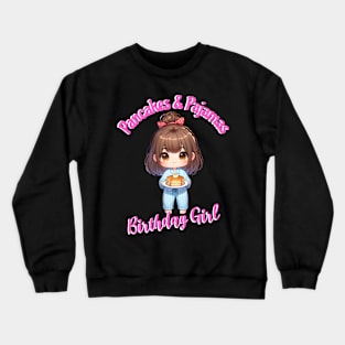 Kids Pancakes & Pajamas Slumber Party Shirt Birthday Girl Crewneck Sweatshirt